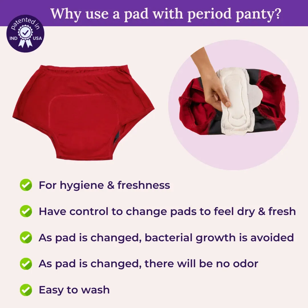 Heavy Flow Period Panties For Beginners | Boxer Fit For Heavy Flow | Prevents Front, Back & Inner Thigh Stains | 2 Pack