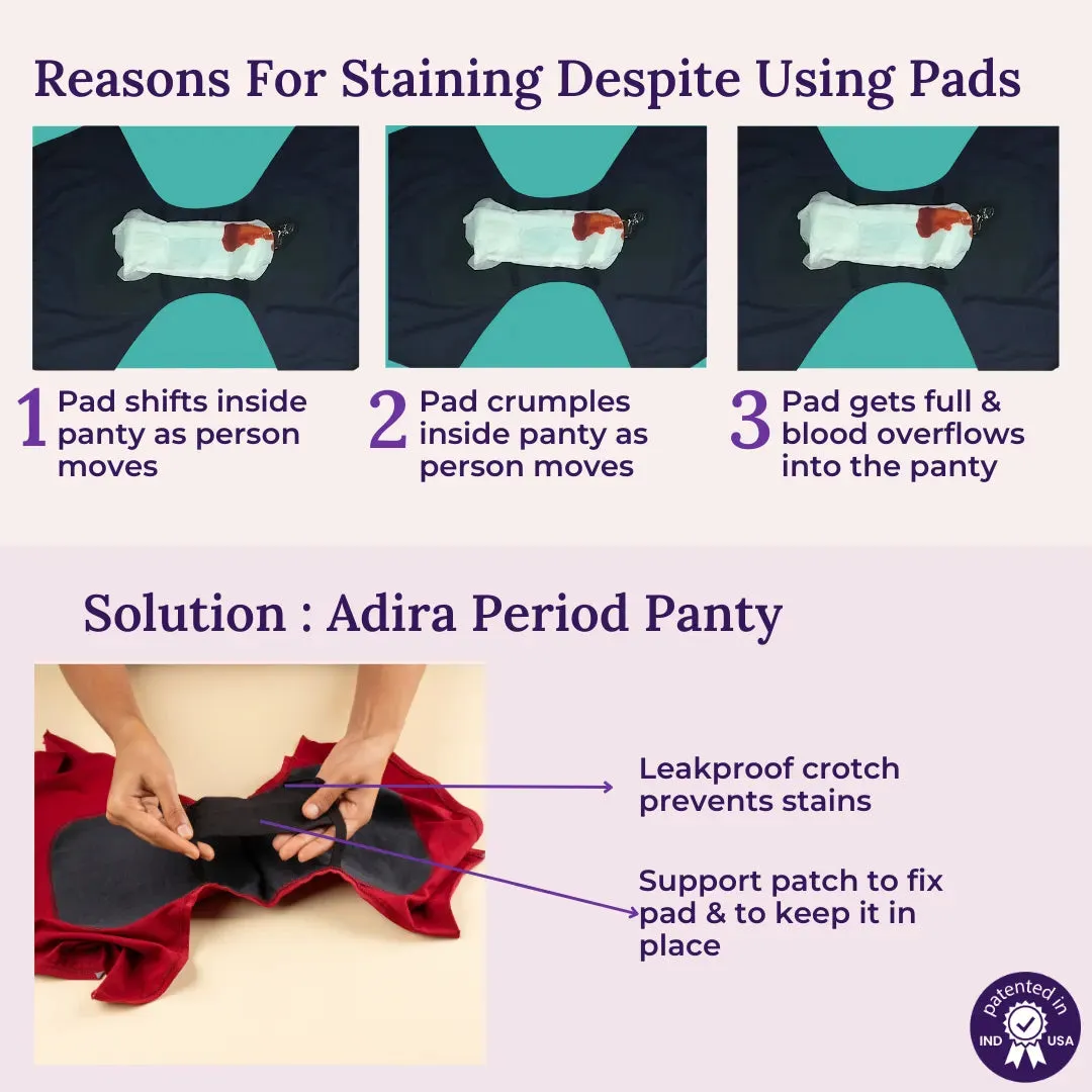 Heavy Flow Period Panties For Beginners | Boxer Fit For Heavy Flow | Prevents Front, Back & Inner Thigh Stains | 2 Pack