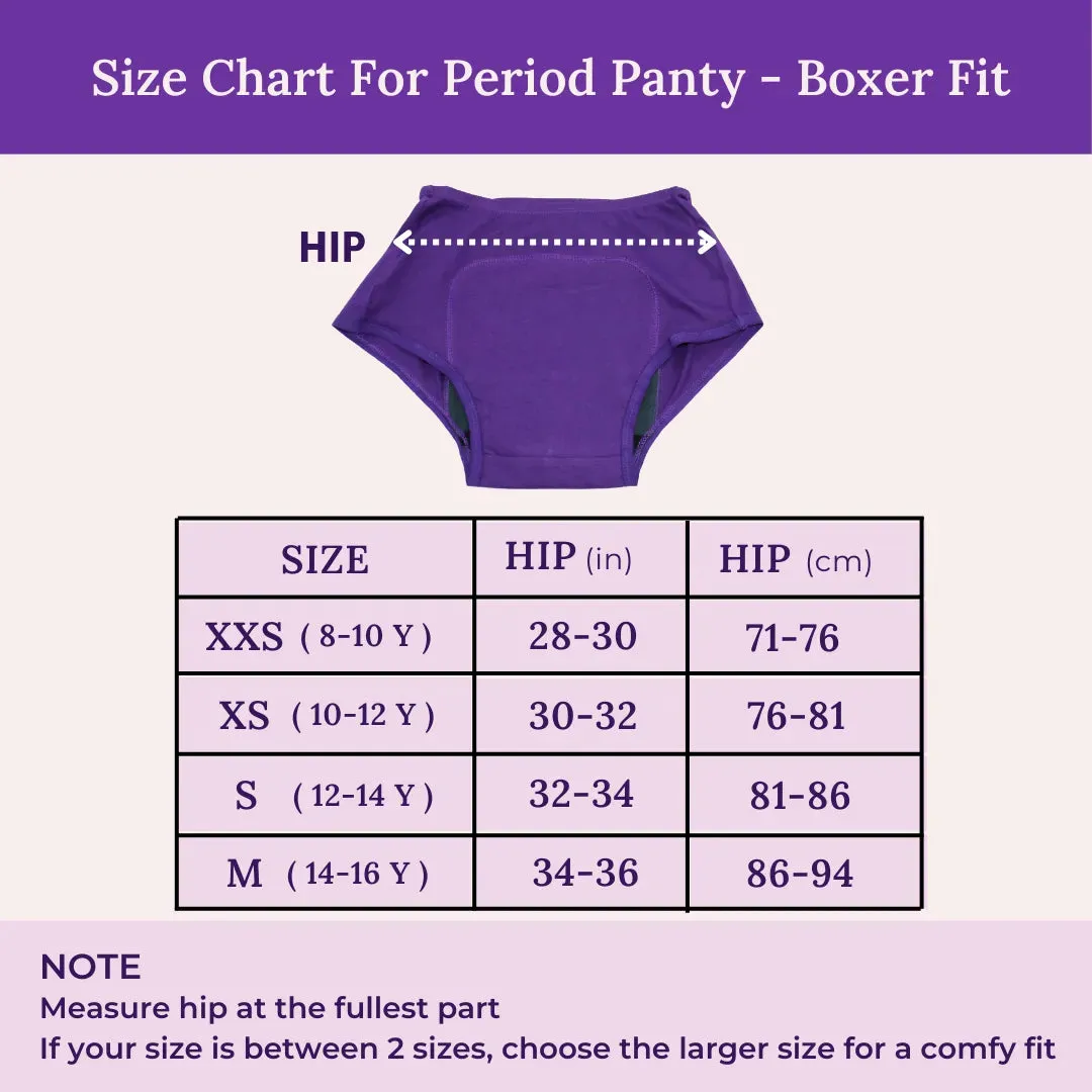 Heavy Flow Period Panties For Beginners | Boxer Fit For Heavy Flow | Prevents Front, Back & Inner Thigh Stains | 2 Pack