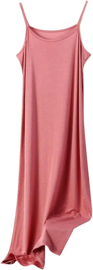 HGps8w Plus Size Cami Nightgown for Women Soft Sleeveless Pajamas Sleepdress Solid Color Full Slip Loungewear