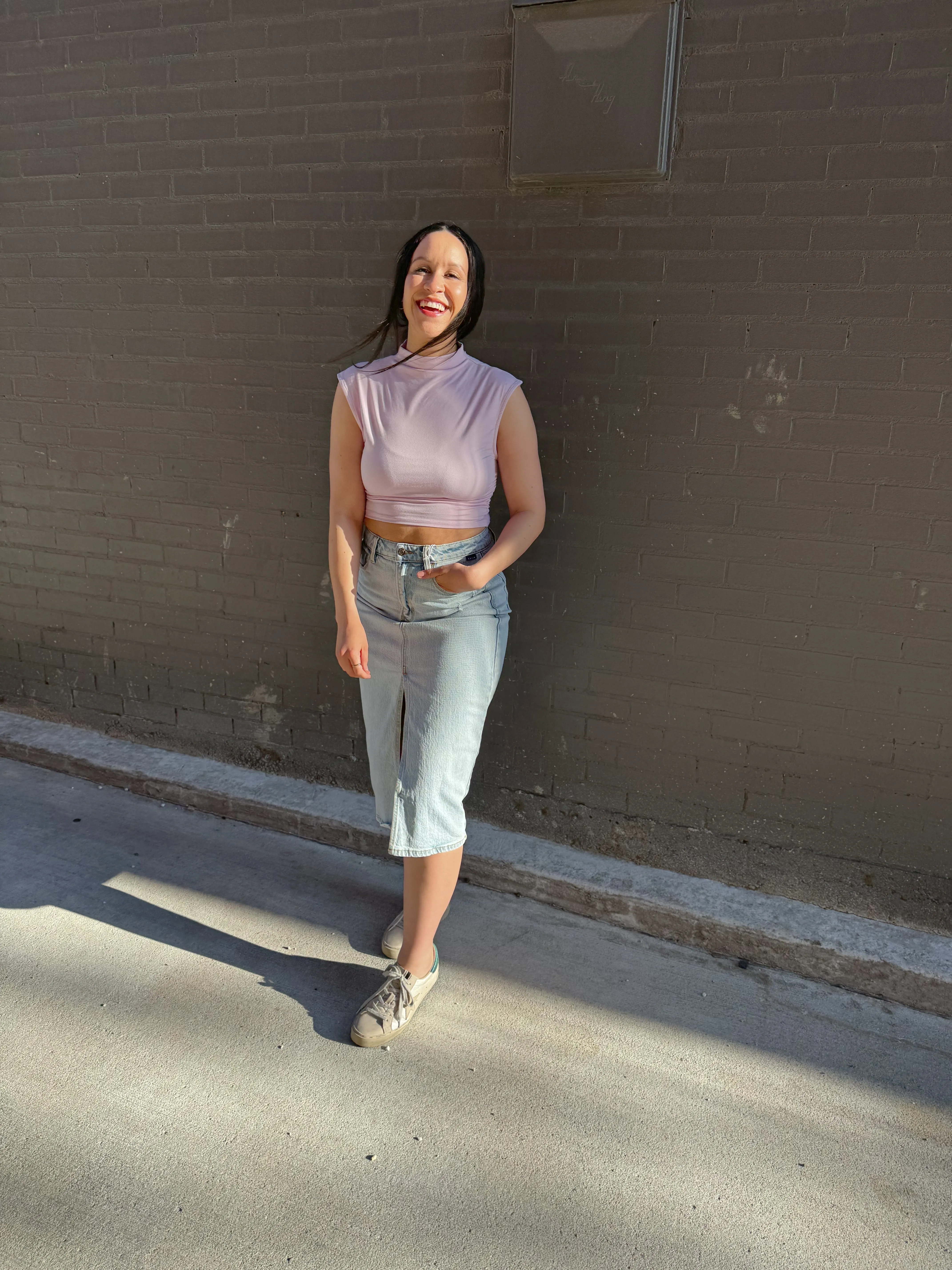 High Neck Sleeveless Lavender Top