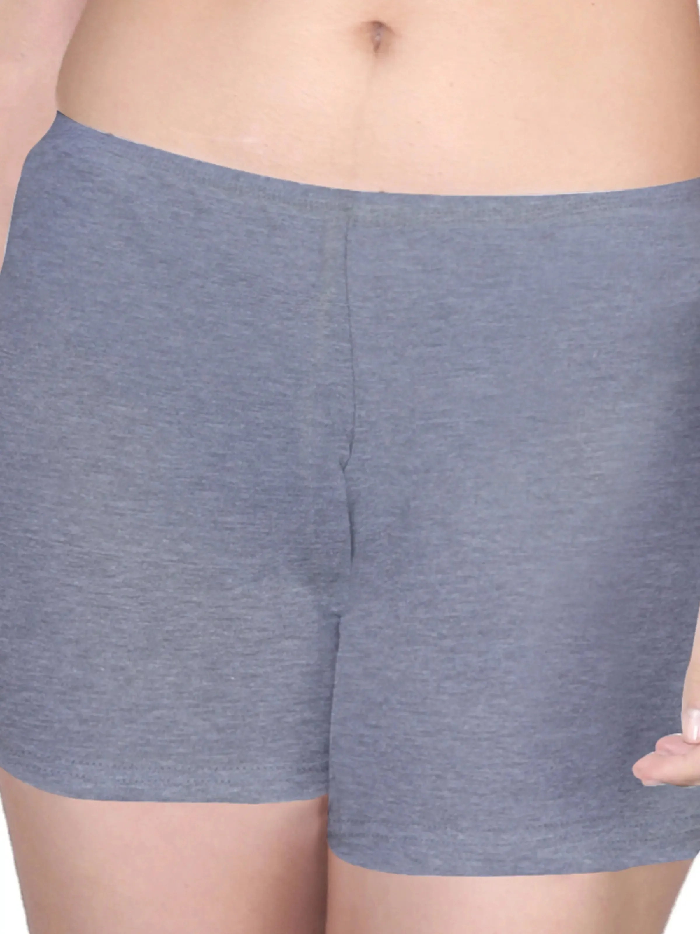 High Waist Long Panties with Full Coverage, Gusseted Crotch, and Seamless Sides in White & Grey Boyshorts