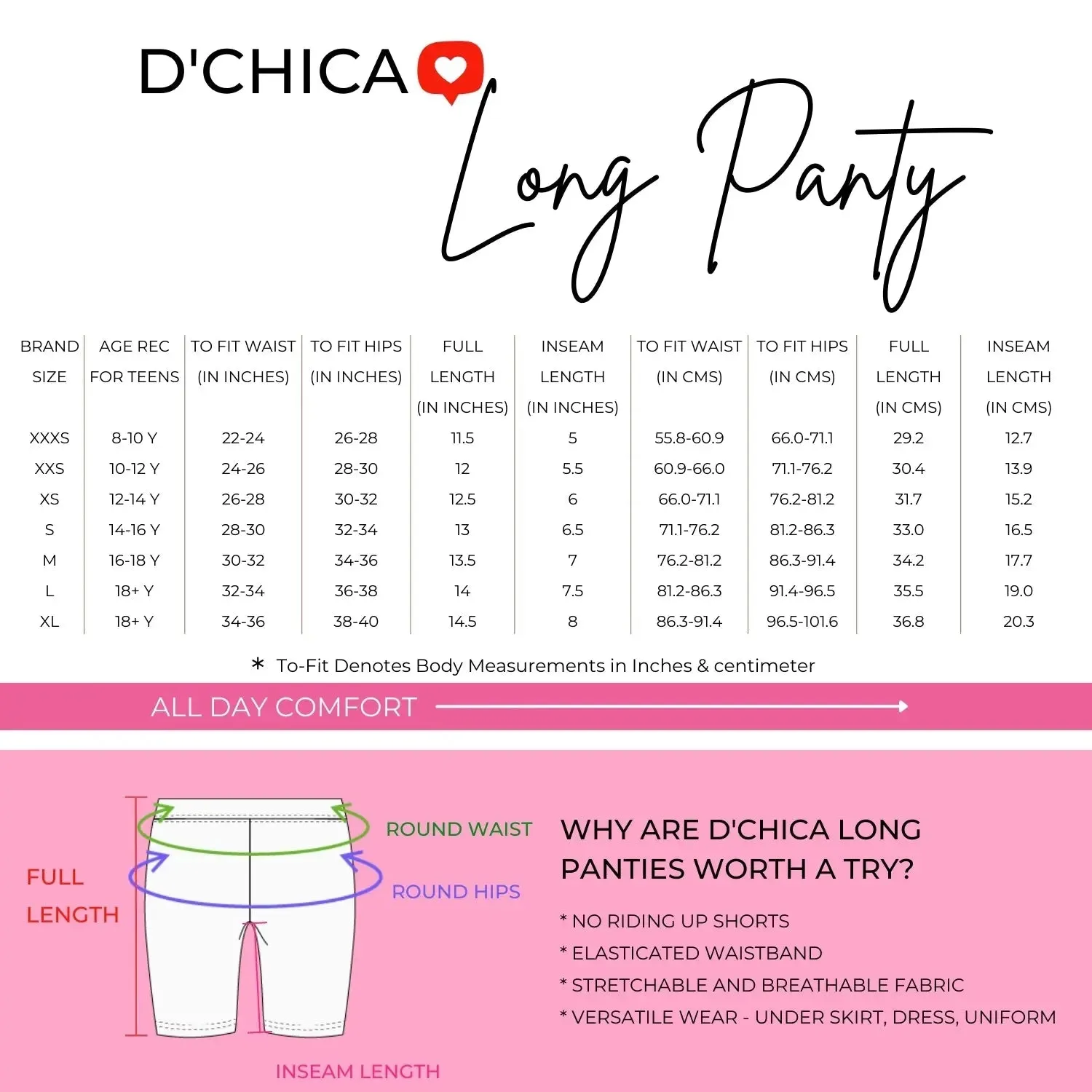 High Waist Long Panties with Full Coverage, Gusseted Crotch, and Seamless Sides in White & Grey Boyshorts