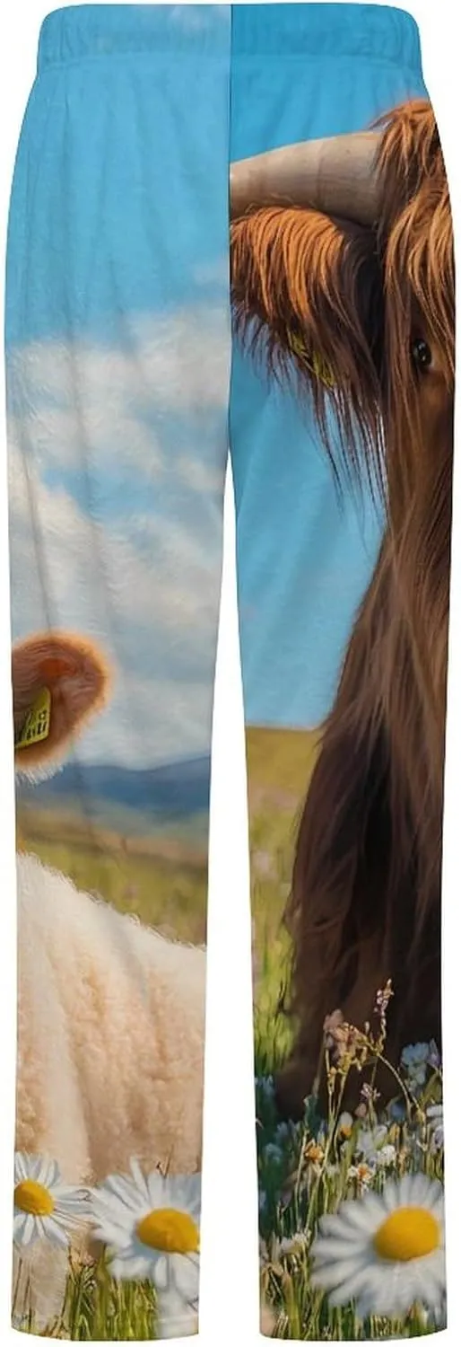 Highland Cow Women's Pajama Pants Fleece Warm Pj Bottoms Sleepwear Lounge Pants Loungewear