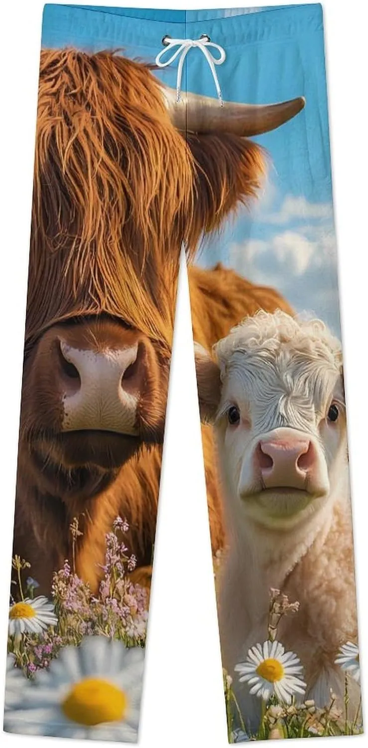 Highland Cow Women's Pajama Pants Fleece Warm Pj Bottoms Sleepwear Lounge Pants Loungewear