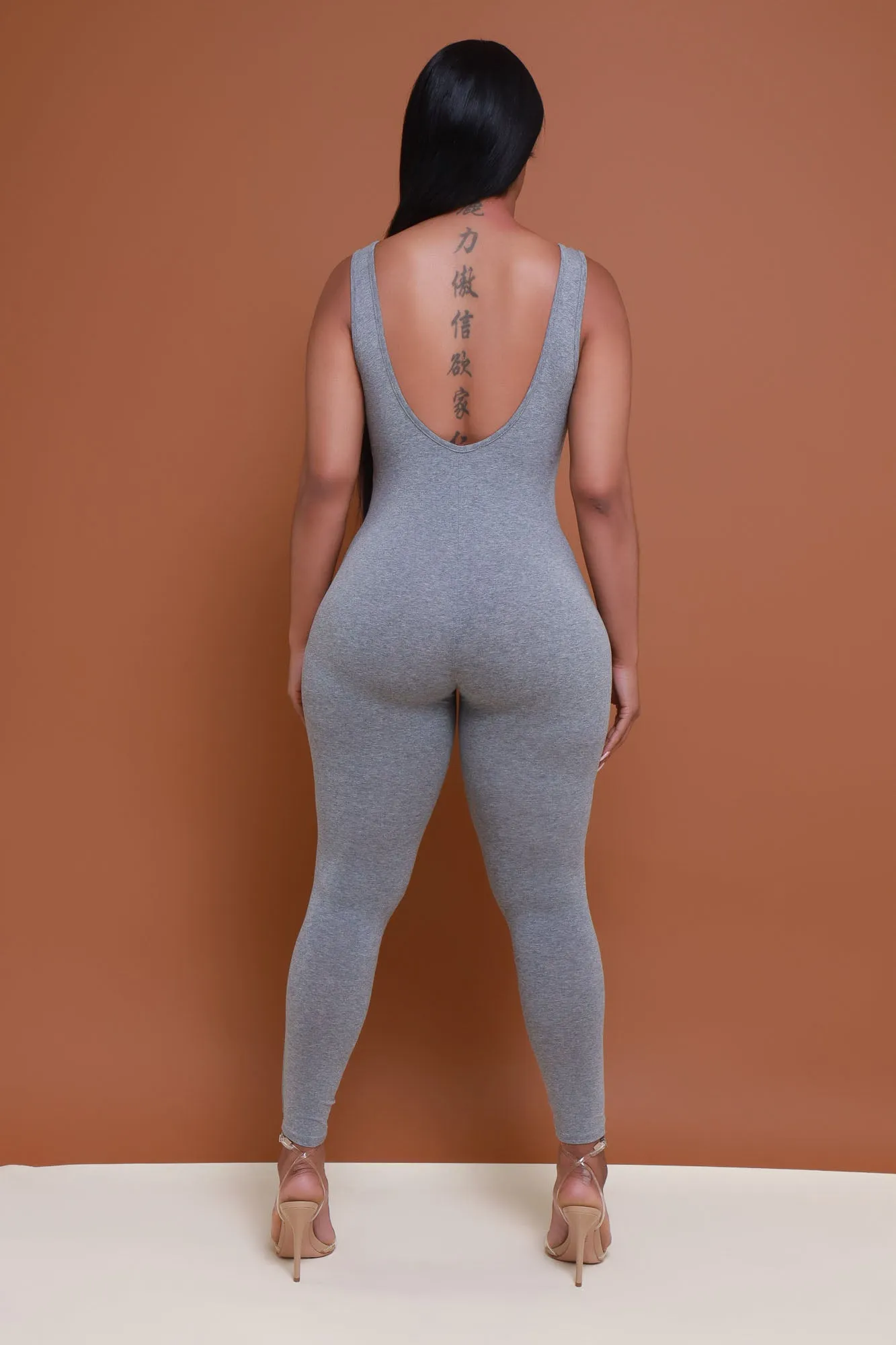 Hit The Spot Sleeveless Jumpsuit - Grey