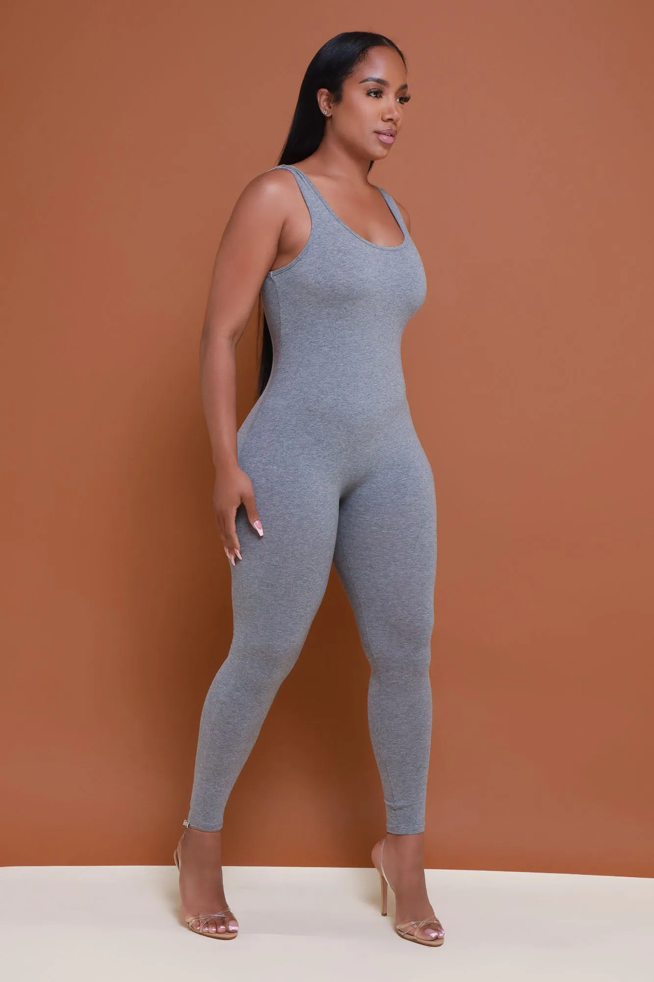 Hit The Spot Sleeveless Jumpsuit - Grey