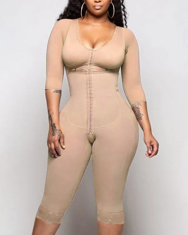 HOOK AND EYE CLOSURE Long sleeve Tummy Control Shapewear