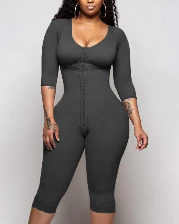 HOOK AND EYE CLOSURE Long sleeve Tummy Control Shapewear