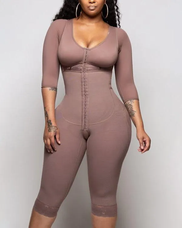 HOOK AND EYE CLOSURE Long sleeve Tummy Control Shapewear