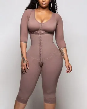 HOOK AND EYE CLOSURE Long sleeve Tummy Control Shapewear