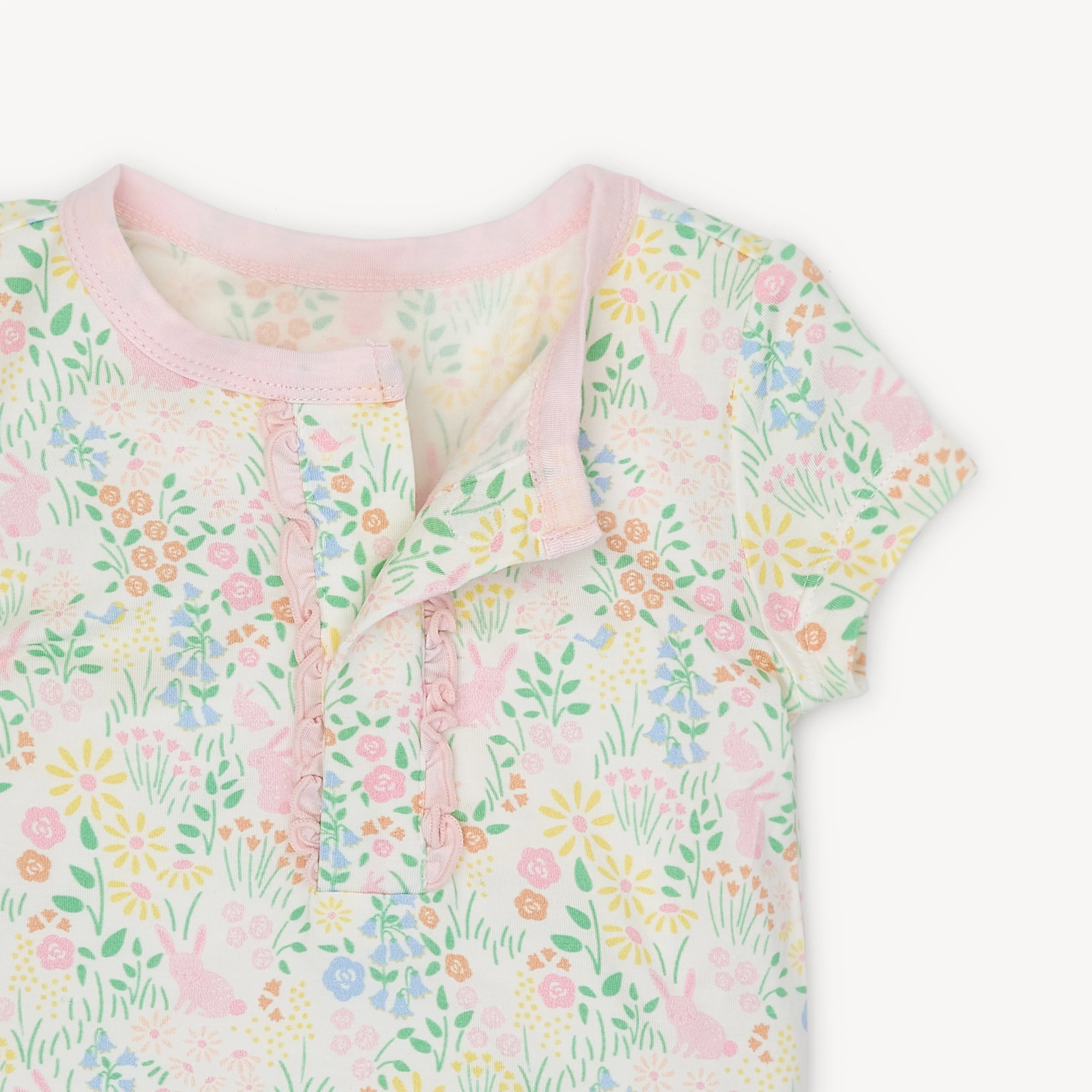 hoppy garden modal magnetic no drama pajama short sleeve set with ruffle