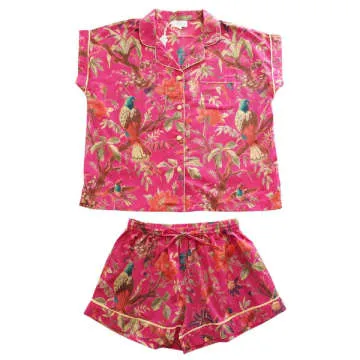 Hot Pink Bird Short Pajama Set - Powell Craft