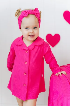 HOT PINK RIB GIRL'S DREAM GOWN