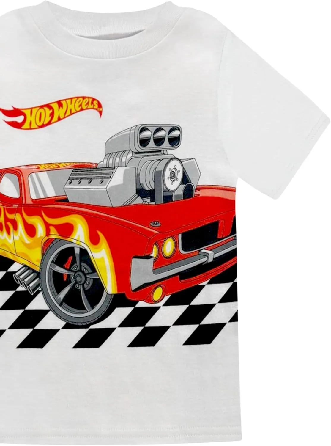 Hot Wheels Boys Pajama Set - 4 Piece Short Sleeve & Shorts Pajama Set - 100% Cotton Pjs, Snug-Fit Kids Summer Pajamas