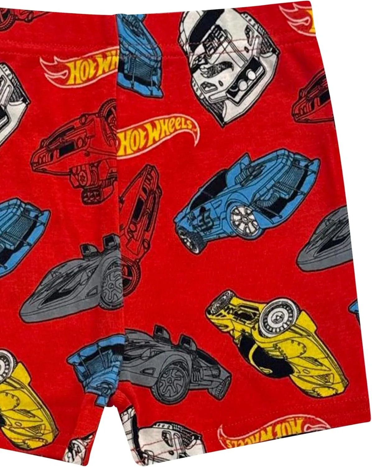 Hot Wheels Boys Pajama Set - 4 Piece Short Sleeve & Shorts Pajama Set - 100% Cotton Pjs, Snug-Fit Kids Summer Pajamas