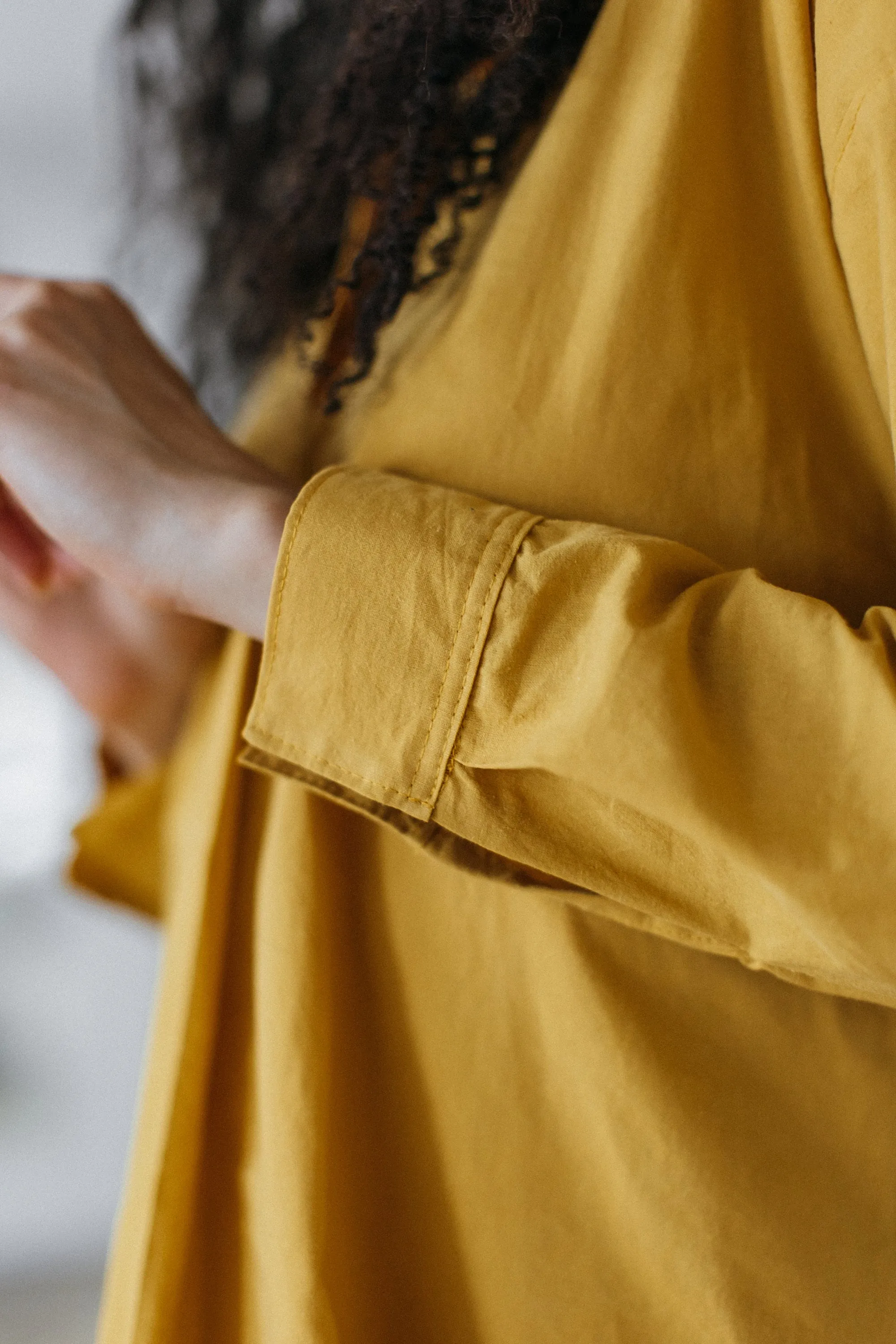 Hot Yellow Cotton Pajama Set, Curry Pajama Pants With Ribbon, Long Sleeve Natural Cotton Shirt, Comfy Cotton Sleepwear, Home Clothes For Her