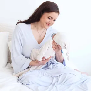 Ice Blue Waffle Bamboo Knit Maternity Robe