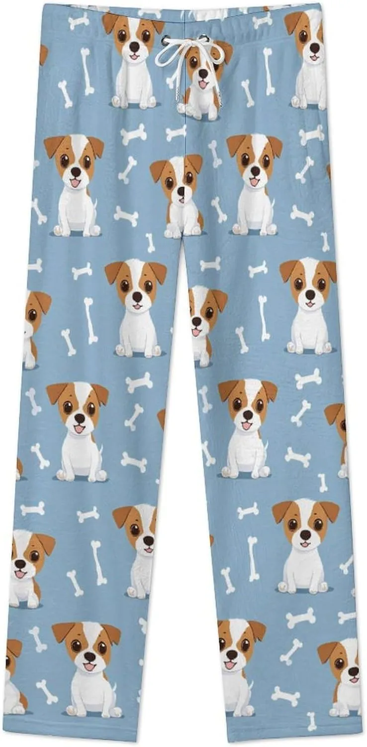 Jack Russell Terrier Cute Puppy Women's Pajama Pants Fleece Warm Pj Bottoms Sleepwear Lounge Pants Loungewear