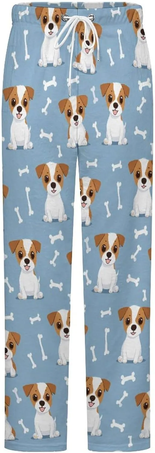 Jack Russell Terrier Cute Puppy Women's Pajama Pants Fleece Warm Pj Bottoms Sleepwear Lounge Pants Loungewear
