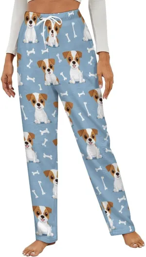 Jack Russell Terrier Cute Puppy Women's Pajama Pants Fleece Warm Pj Bottoms Sleepwear Lounge Pants Loungewear