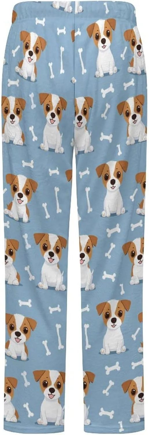 Jack Russell Terrier Cute Puppy Women's Pajama Pants Fleece Warm Pj Bottoms Sleepwear Lounge Pants Loungewear