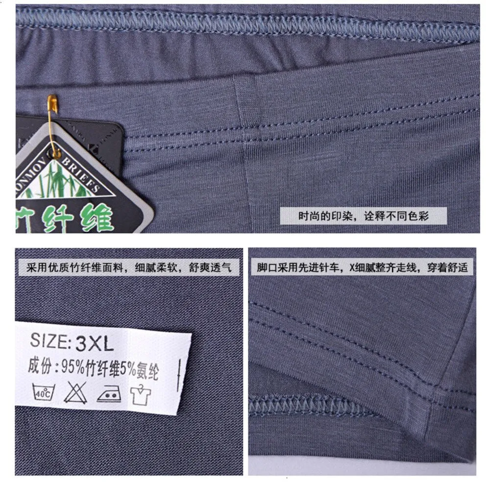 Jinquedai Fasion High Quality Bamboo Underwear Men XL XXL XXXL XXXXL 5XL 6XL 7XL Size Men Boxer Underwear Plus Size Flat Feet Panties