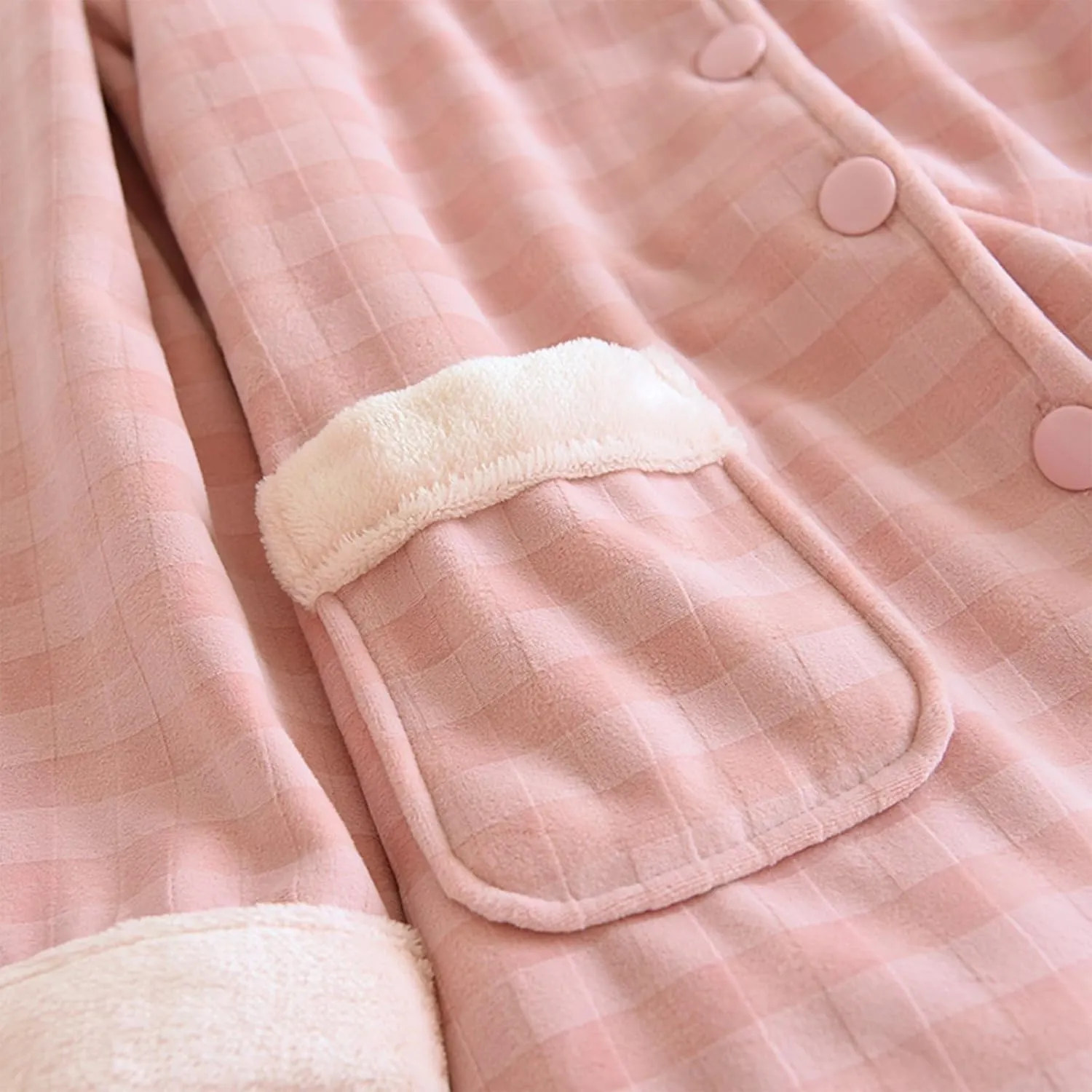 JOAU Women Winter Sherpa Fleece Lined Pajamas Set Lounge Button Down Lapel Pockets Top Pj Pants 2 Piece Loungewear Sleepwear