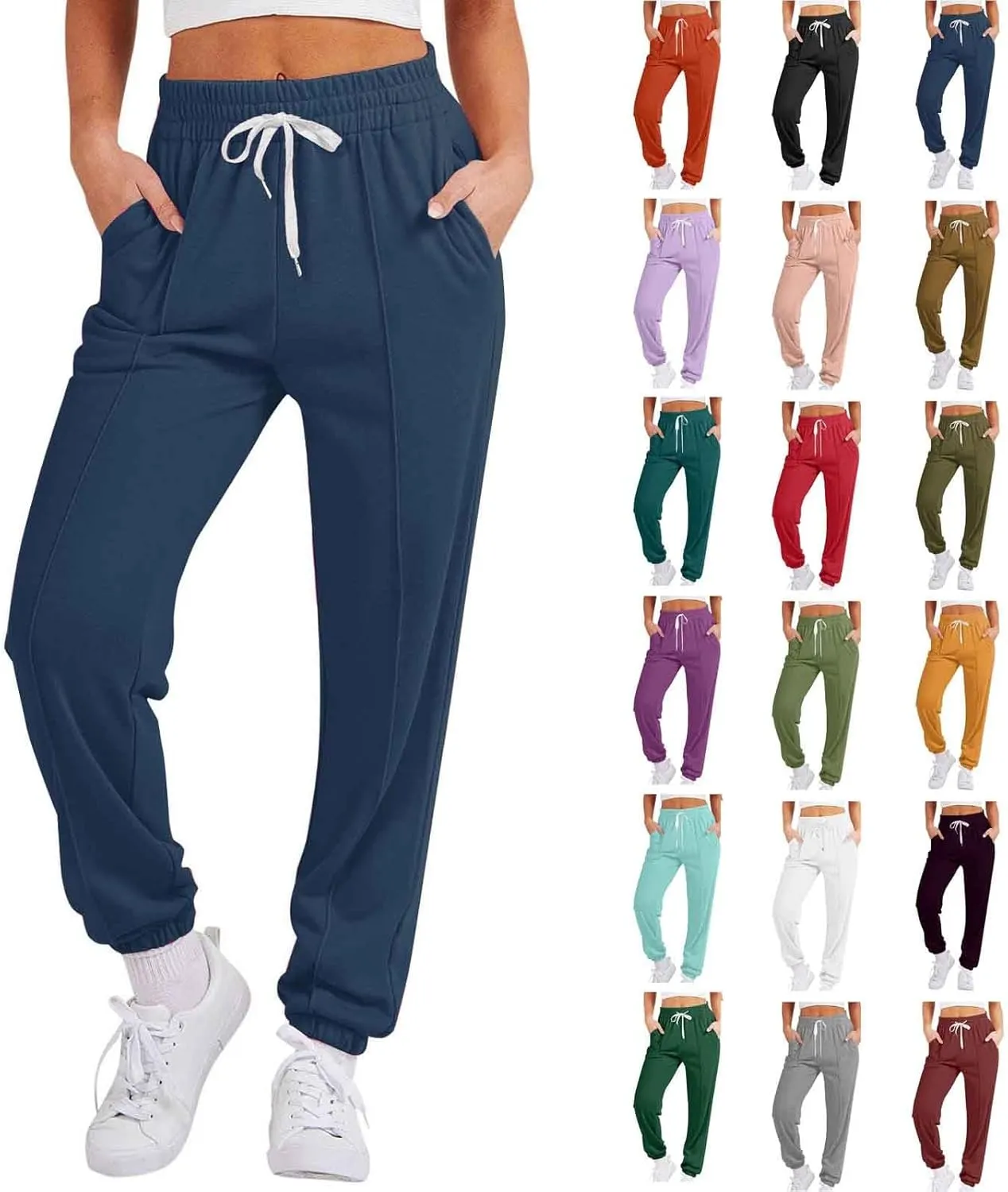 Joggers for Women Lightweight Athletic Lounge Pants for Workout, Yoga, Running Drawstring Cinch Bottom Sweatpants
