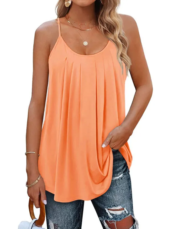 Joliette New Loose Casual Solid Color Sexy Camisole Top