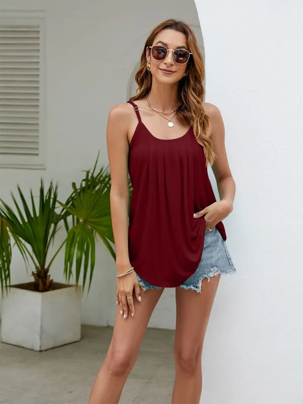 Joliette New Loose Casual Solid Color Sexy Camisole Top
