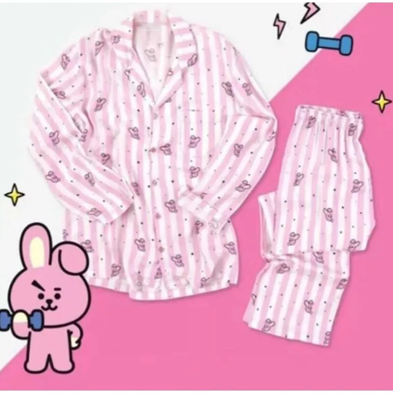 Joskaa Christmas Gift Women Sleepwear Heart Stripe Print Pajamas Sets Women Harajuku Soft Short Sleeve Nightwear Set 2024 Summer Comfortable Pajama