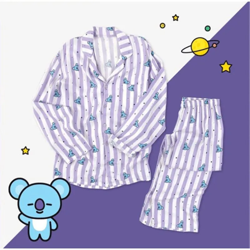 Joskaa Christmas Gift Women Sleepwear Heart Stripe Print Pajamas Sets Women Harajuku Soft Short Sleeve Nightwear Set 2024 Summer Comfortable Pajama