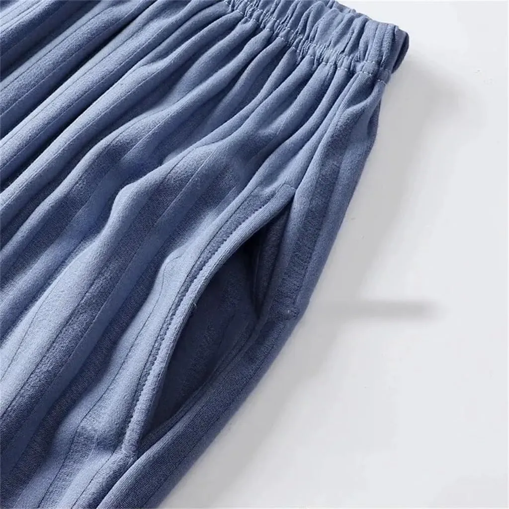 JSEIAJB 5XL Men's Pajamas Short Sleeve Shorts Round Collar Casual Dad Home Clothes Knitted Cotton Polyester Fabric