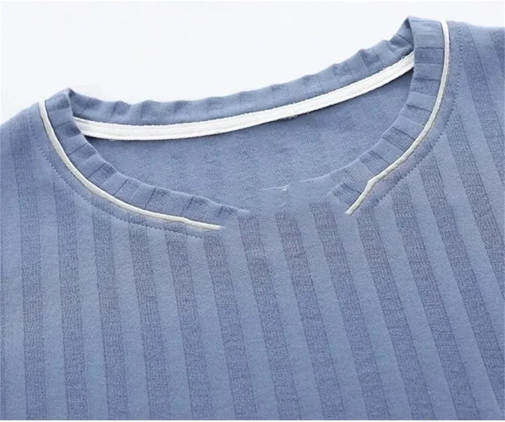 JSEIAJB 5XL Men's Pajamas Short Sleeve Shorts Round Collar Casual Dad Home Clothes Knitted Cotton Polyester Fabric