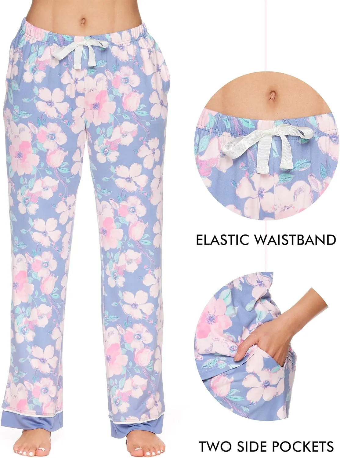 Kathy Ireland Womens Pajama Set - Blue Solid Stretch Knit Short Sleeve Classic Women's Pajamas