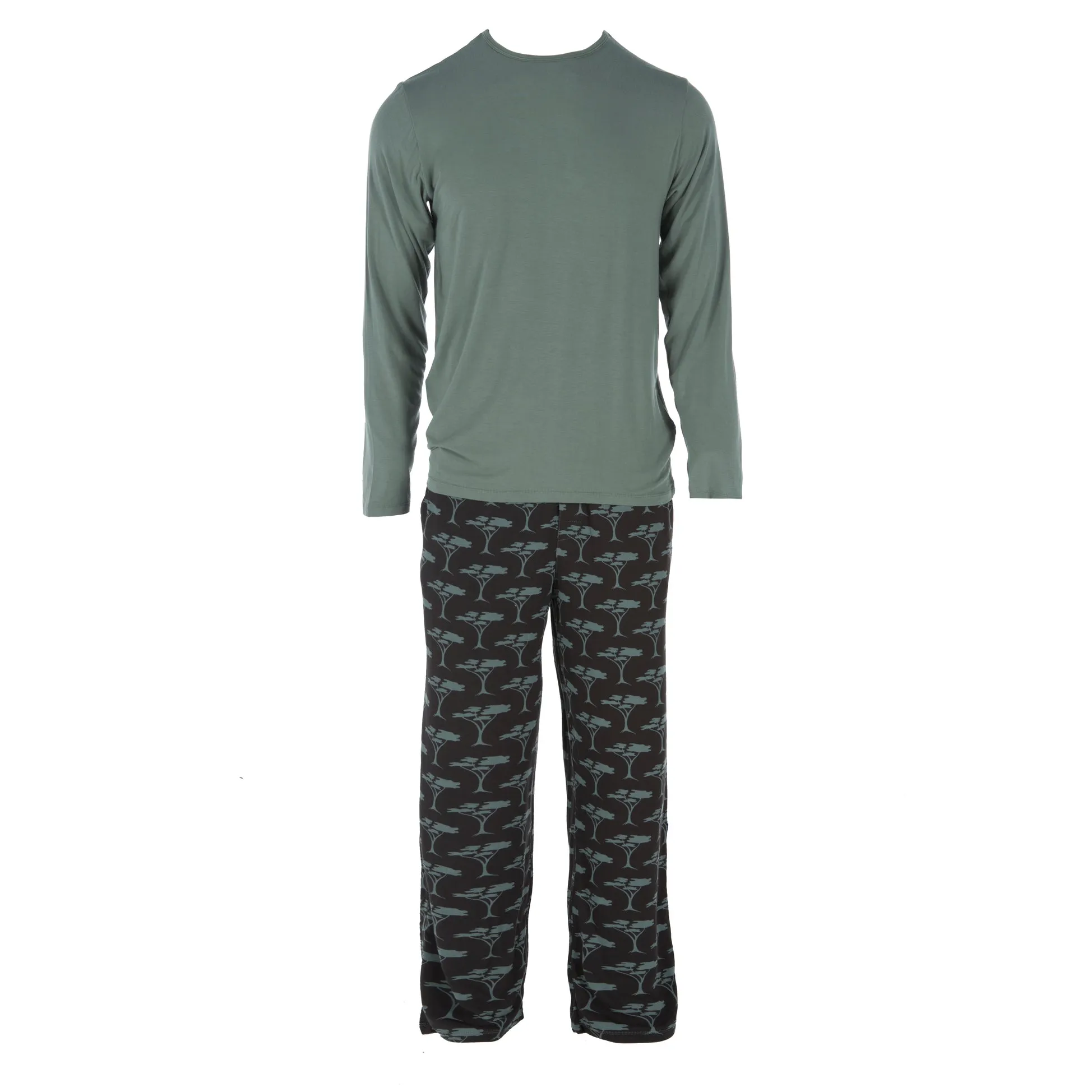 Kickee Pants Men's Print Long Sleeve Pajama Set - Zebra Acacia Trees 1st Delivery