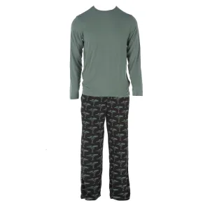 Kickee Pants Men's Print Long Sleeve Pajama Set - Zebra Acacia Trees 1st Delivery