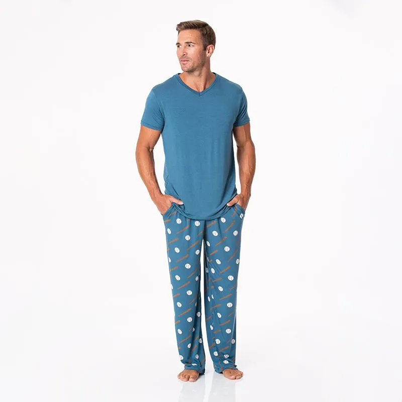 Kickee Pants Men's Print Pajama Pants - Deep Sea Baseball