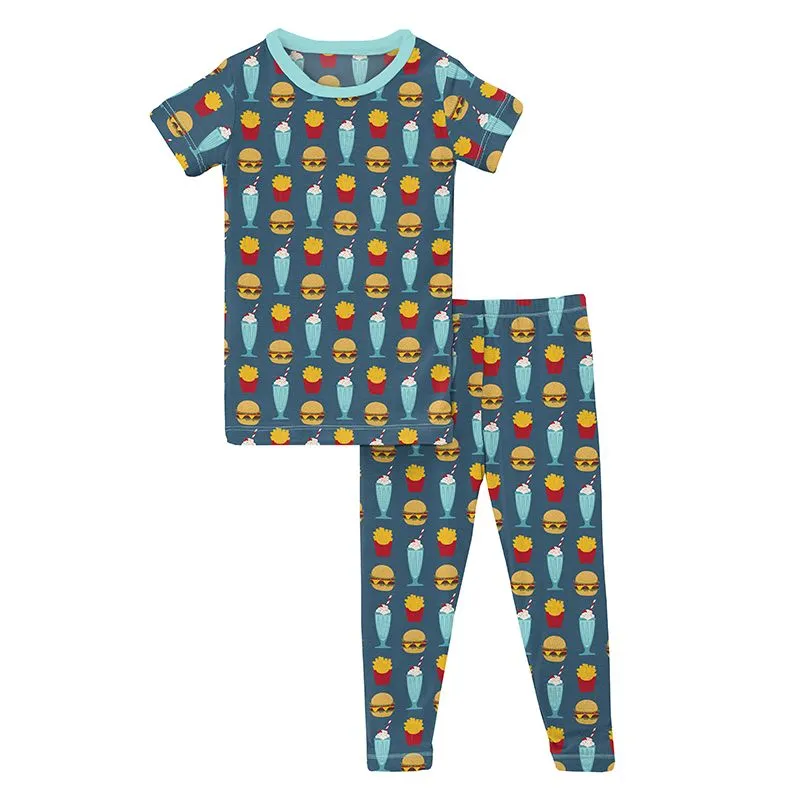 Kickee Pants Print Short Sleeve Pajama Set - Deep Sea Cheeseburger