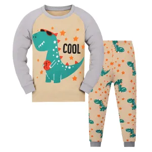 Kids Boys Cartoon Print Long Sleeves Pajamas Sets