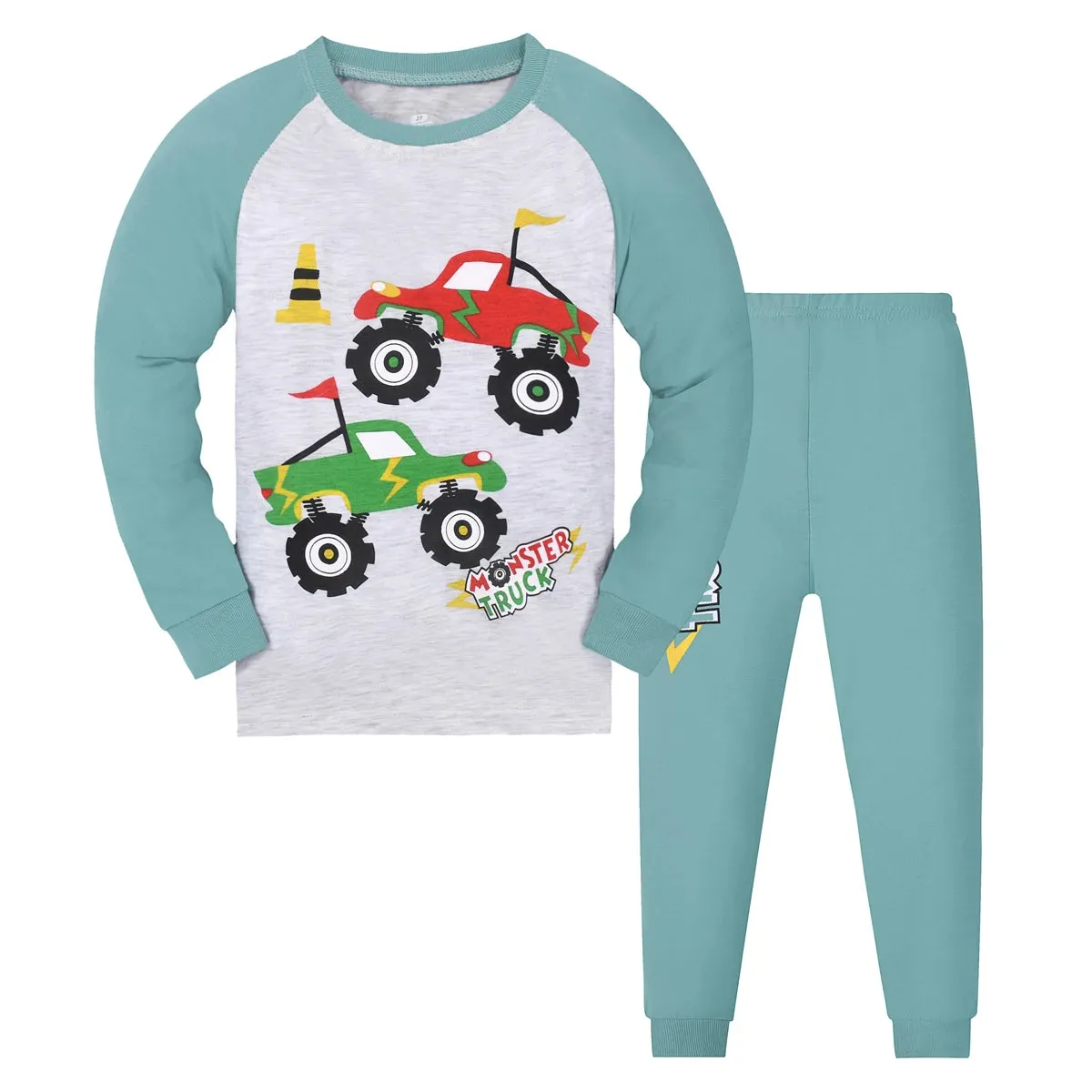 Kids Boys Cartoon Print Long Sleeves Pajamas Sets