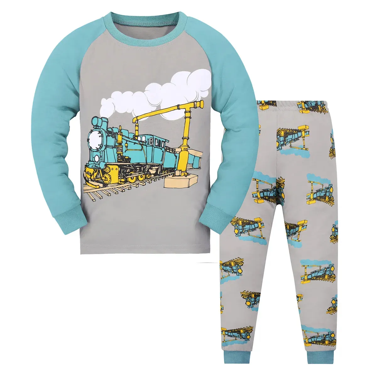 Kids Boys Cartoon Print Long Sleeves Pajamas Sets