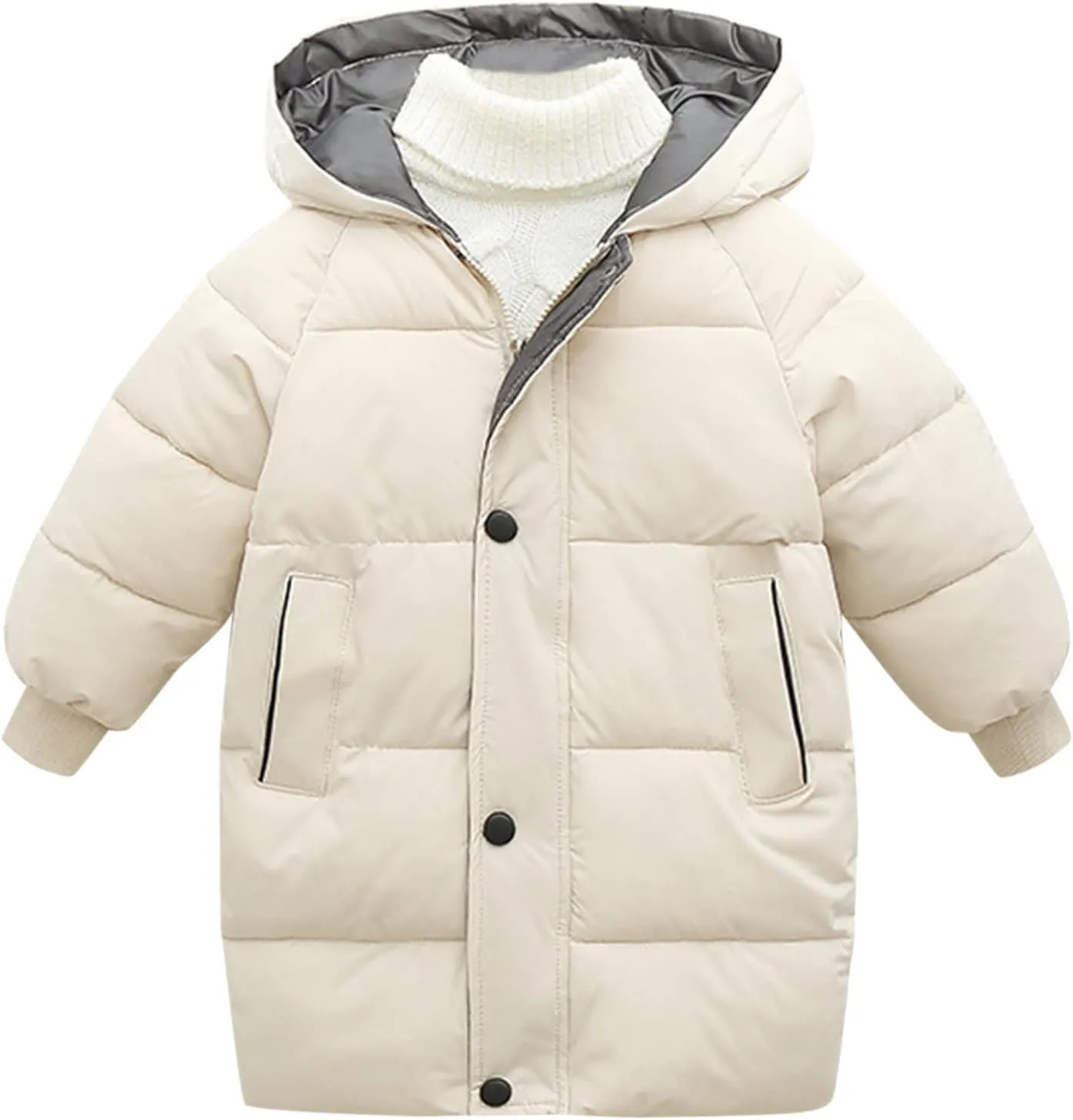 Kids Boys Girls Down Jacket Warm Cotton Padded Coat Hooded Long Puffer Jackets Outerwear Clothes 2-10 Years
