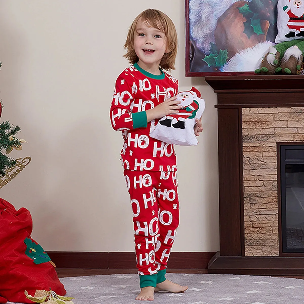 Kids Boys Girls Elk Green Red Christmas Pyjamas
