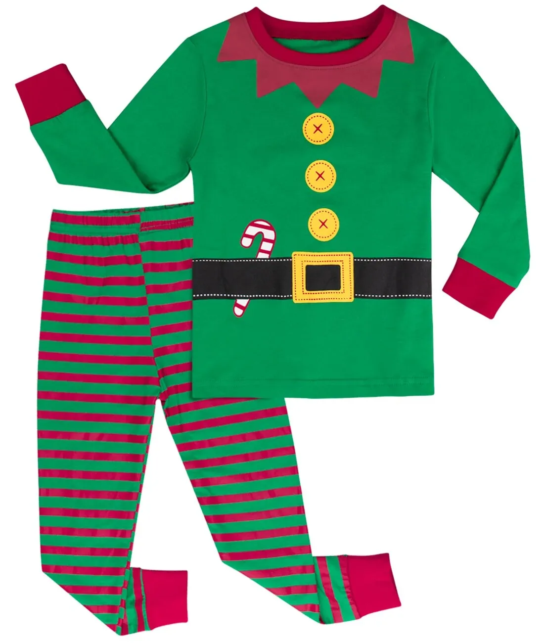 Kids Boys Girls Elk Green Red Christmas Pyjamas