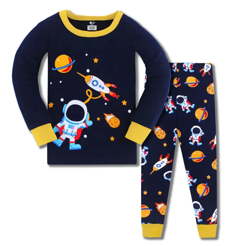 Kids Boys Space Rockets Printed Sleepwear Pajamas