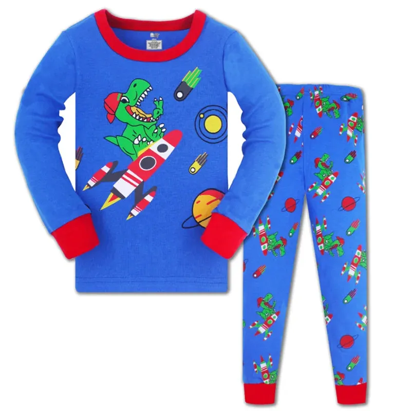 Kids Boys Space Rockets Printed Sleepwear Pajamas