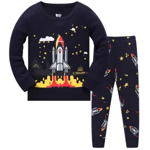 Kids Boys Space Rockets Printed Sleepwear Pajamas
