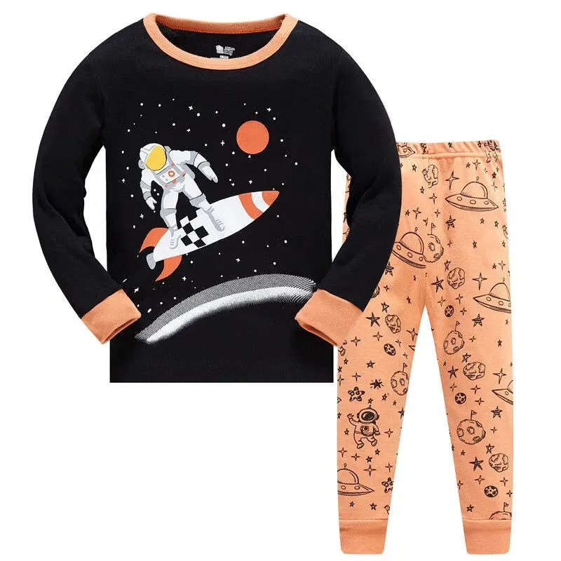 Kids Boys Space Rockets Printed Sleepwear Pajamas